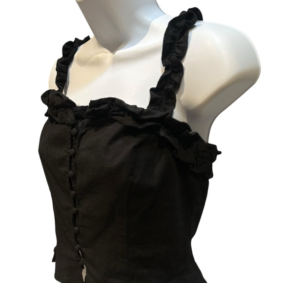 ASTR the Label | Black Sleeveless Top Tank Linen Blend | Medium New with Tag - Picture 5 of 11